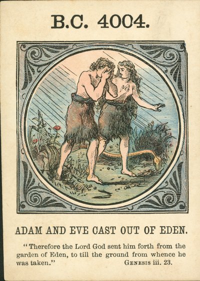 Anno Mundi: 4004 v. Chr., Adam und Eva aus dem Paradies vertrieben von English School