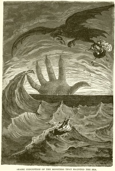 Arabische Vorstellung der Monster, die das Meer jagten von English School