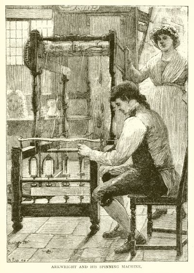 Arkwright und seine Spinnmaschine von English School