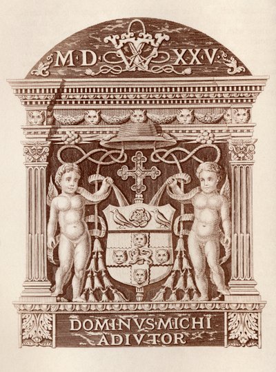 Wappen von Kardinal Wolsey in Terrakotta im Hampton Court Palace, aus History of Hampton Court Palace in Tudor Times von Ernest Law, veröffentlicht in London 1885 von English School