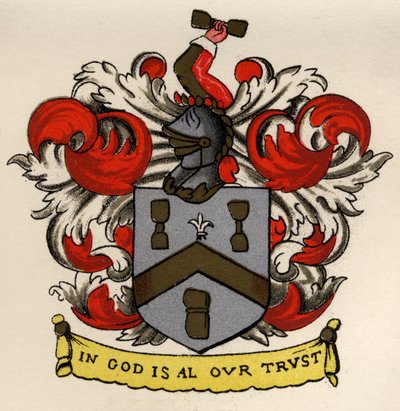 Wappen der Bricklayers and Tilers des Gateshead Chapter, 1671, aus The History of Freemasonry, Band II, veröffentlicht von Thomas C. Jack, London, 1883 von English School