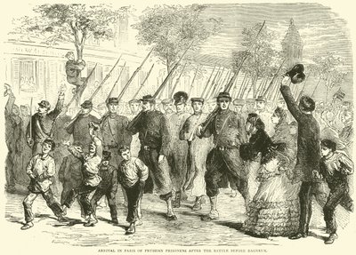 Ankunft preußischer Gefangener in Paris nach der Schlacht vor Bagneux, Oktober 1870 von English School