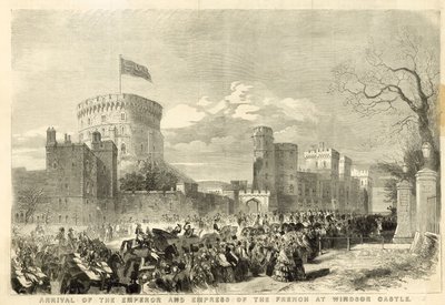 Ankunft des Kaisers und der Kaiserin der Franzosen im Windsor Castle von English School