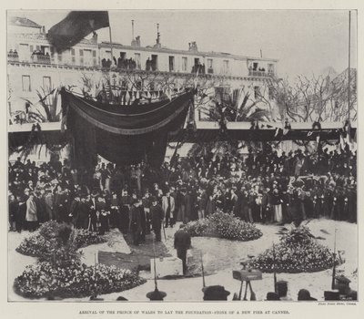 Ankunft des Prinzen von Wales zur Grundsteinlegung eines neuen Piers in Cannes von English School