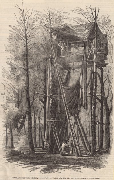 Artesische Bohrmaschinen zur Wassergewinnung für den neuen Crystal Palace von English School