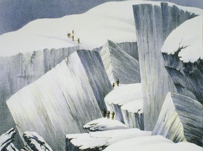 Aufstieg an einer Klippe, aus A Narrative of an Ascent to the Summit of Mont Blanc von Charles Fellows (1799-1860), veröffentlicht 1827 von English School