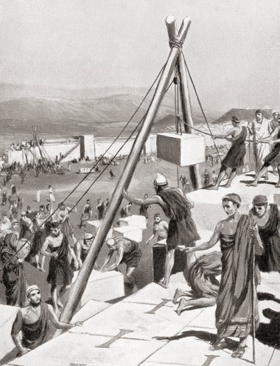 Athener bauen ihre Stadt unter der Führung von Themistokles nach der persischen Invasion Griechenlands, ca. 479 v. Chr., aus Hutchinson