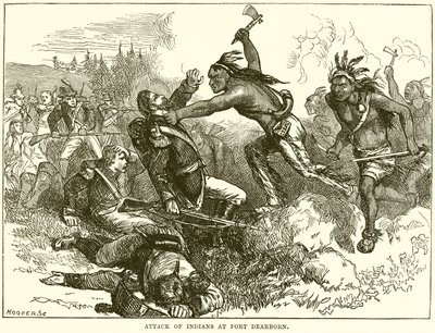 Angriff der Indianer auf Fort Dearborn von English School