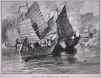 Angriff auf die chinesischen Dschunken im Jahr 1841 von English School