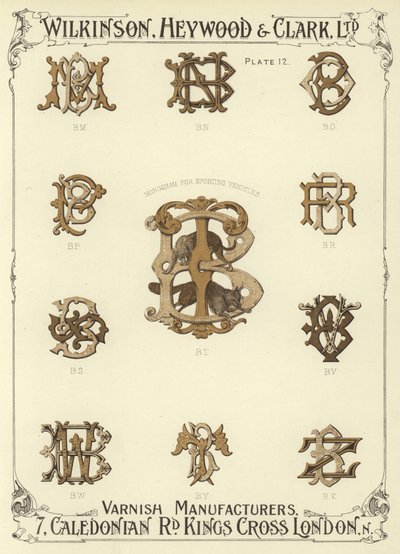 BM, BN, BO, BP, Monogramm für Sportfahrzeuge, BT, BR, BS, BV, BW, BY, BZ von English School