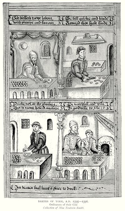 Bäcker von York, AD 1595-1596. Verordnungen ihrer Zunft (Gravur) von English School