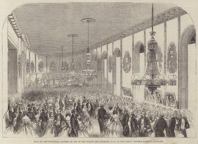 Ball im Rathaus, Oxford, zugunsten des Witwen- und Waisenfonds der Great Western Railway Company (Stich) von English School
