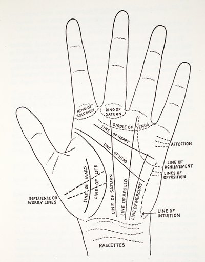 Grundlinien und Nebenlinien der Hand von English School