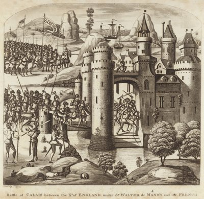 Schlacht von Calais zwischen dem König von England unter Sir Walter Manny und den Franzosen von English School