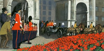 Beete mit Geranien in den Tagen von Victoria von English School