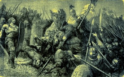 Belisar führt die römische Armee gegen die Goten, Illustration aus Die Illustrierte Geschichte der Welt, veröffentlicht um 1880 von English School
