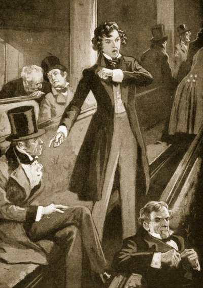Benjamin Disraeli hält seine erste Rede im Parlament von English School
