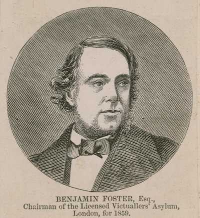 Benjamin Foster, Vorsitzender des Licensed Victuallers Asylum, London, 1859 von English School