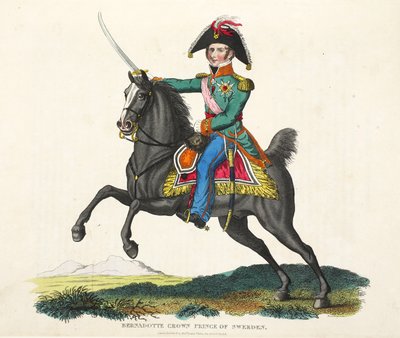 Bernadotte, Kronprinz von Schweden, veröffentlicht von Richard Evans, graviert von Romney, Illustration aus An Historical Account of the Battle of Waterloo von William Mudford, 1816 von English School