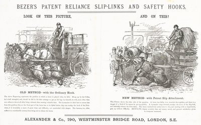 Bezers Patent Reliance Slip-Links und Sicherheitshaken von English School