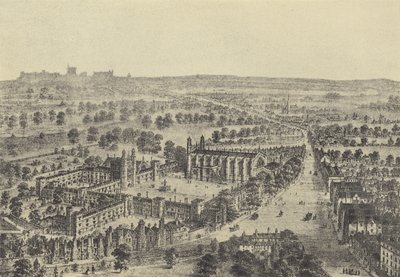 Vogelperspektive von Eton und Windsor (Gravur) von English School