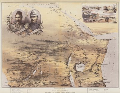 Vogelperspektive des Sudan und der umliegenden Länder (Chromolithografie) von English School