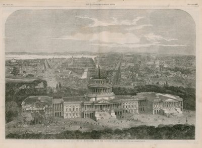 Vogelperspektive der Stadt Washington, mit dem Kapitol im Vordergrund von English School