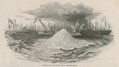 Sprengung der Whiting-Sandbank bei Limehouse Reach von English School