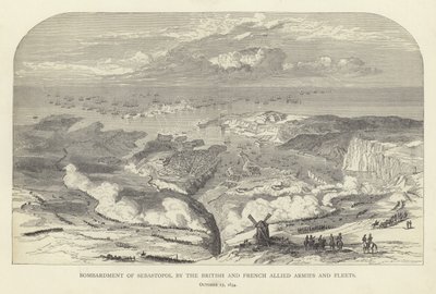 Bombardierung von Sewastopol durch die britischen und französischen Alliierten Armeen und Flotten, 17. Oktober 1854 von English School