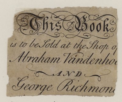 Buchhändler, Abraham Vandenhoeck und George Richmond, Visitenkarte von English School