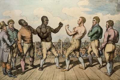 Boxkampf zwischen Cribb (1781-1848) und Molineaux (gest. 1818) in Thistleton Gap, Rutland, 1811 von English School