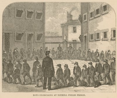 Jungen beim Sport im Tothill Fields Prison von English School