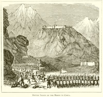 Britische Truppen auf dem Marsch nach Kabul von English School