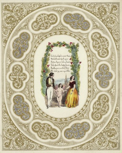 Britische Valentinskarte mit einem Bild eines Paares mit einem Cherub von English School