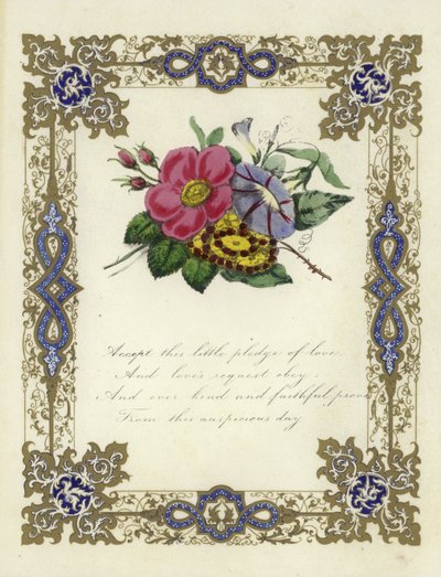 Britische Valentinskarte mit einem Bild von Blumen von English School