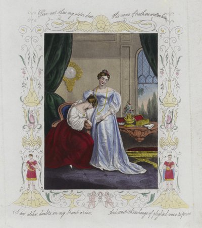 Britische Valentinskarte mit einem Bild von zwei Frauen von English School