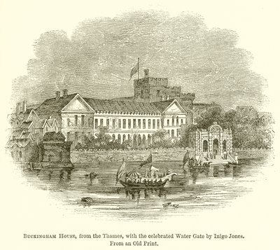 Buckingham House von der Themse aus, mit dem berühmten Wasserportal von Inigo Jones von English School