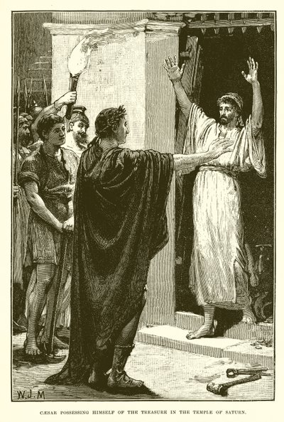 Caesar bemächtigt sich des Schatzes im Tempel des Saturn von English School