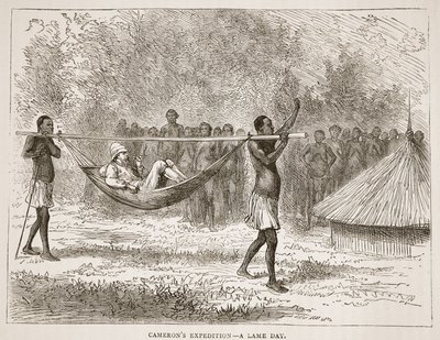 Camerons Expedition - ein lahmer Tag, Illustration aus der Bildausgabe des Lebens und der Entdeckungen von David Livingstone von J. Ewing Richie, veröffentlicht von A. Fullarton & Co., 1876 von English School