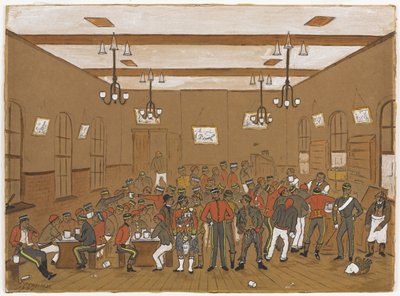 Kantine mit Männern der 7. Dragonerwache, 3. Husaren, Scots Greys und 10. Husaren, 1886 von English School