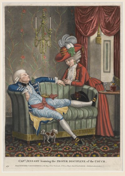 Kapitän Jessamy lernt die richtige Disziplin der Couch, ca. 1782 von English School