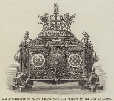 Schmuckkästchen, Prinz Arthur mit der Freiheit der Stadt London überreicht (Gravur) von English School