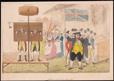 Cecil Wray im Pranger Die Rechte des Gemeinwesens, veröffentlicht 1784 von English School
