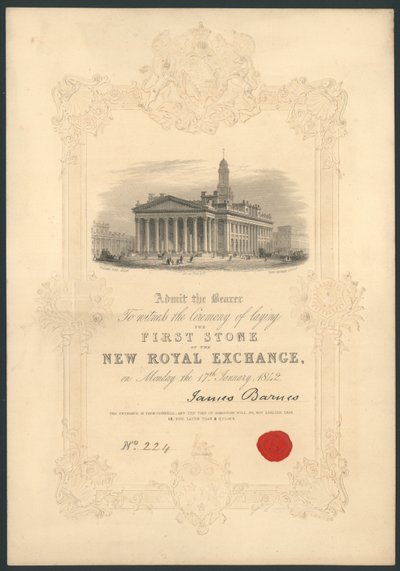 Zeremonie der Grundsteinlegung des neuen Royal Exchange, London, am 17. Januar 1842 von English School