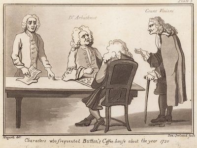 Personen, die Buttons Coffee House um das Jahr 1720 besuchten: Dr Arbuthnot, Graf Viviani von English School