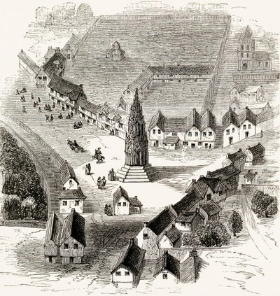 Charing Cross, London, im 16. Jahrhundert, ca. 1865 (Holzstich) von English School