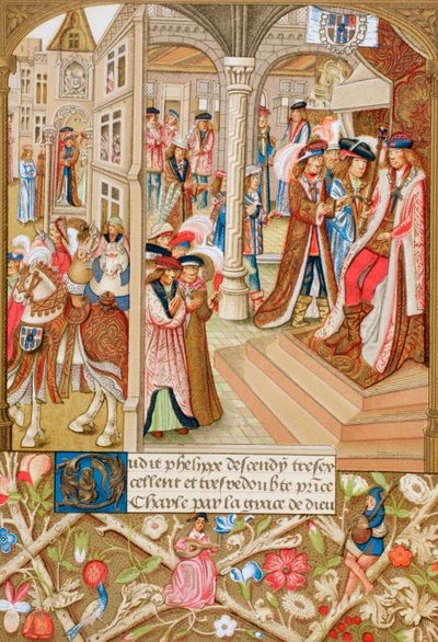 Karl der Kühne auf seinem Thron, umgeben von seinen Baronen und Räten von English School