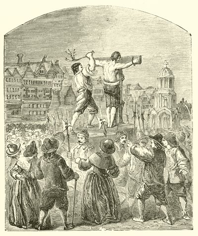 Einen Quäker am Pauls Kreuz, Cheapside, zur Zeit von Oliver Cromwell züchtigen von English School