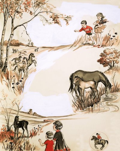 Kinder und Ponys von English School