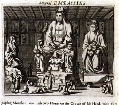 Chinesische Idole, Illustration aus einer Beschreibung von Botschaften nach China von English School